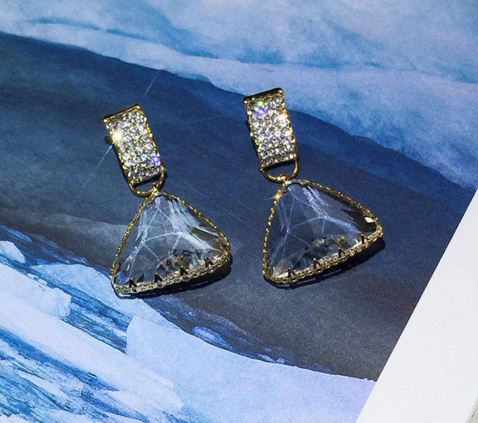 Geometric Triangle Crystal Earrings