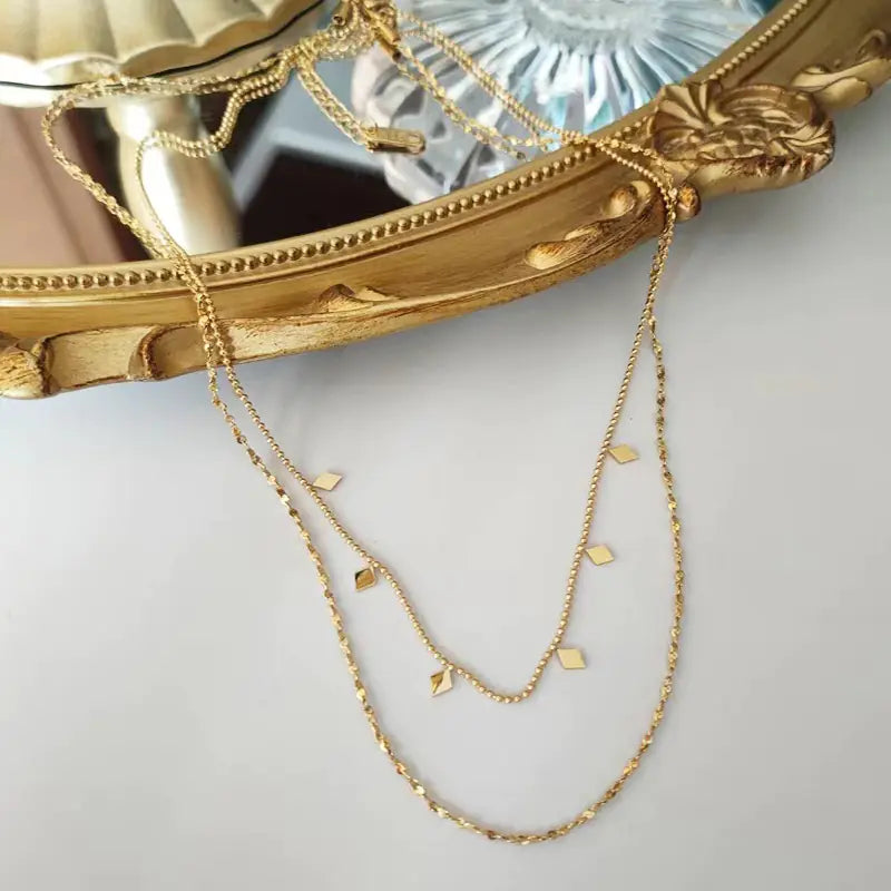 Titanium Steel Layered Star Diamond Necklace
