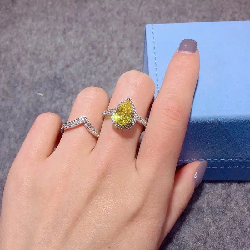 Yellow Diamond Zircon Ring
