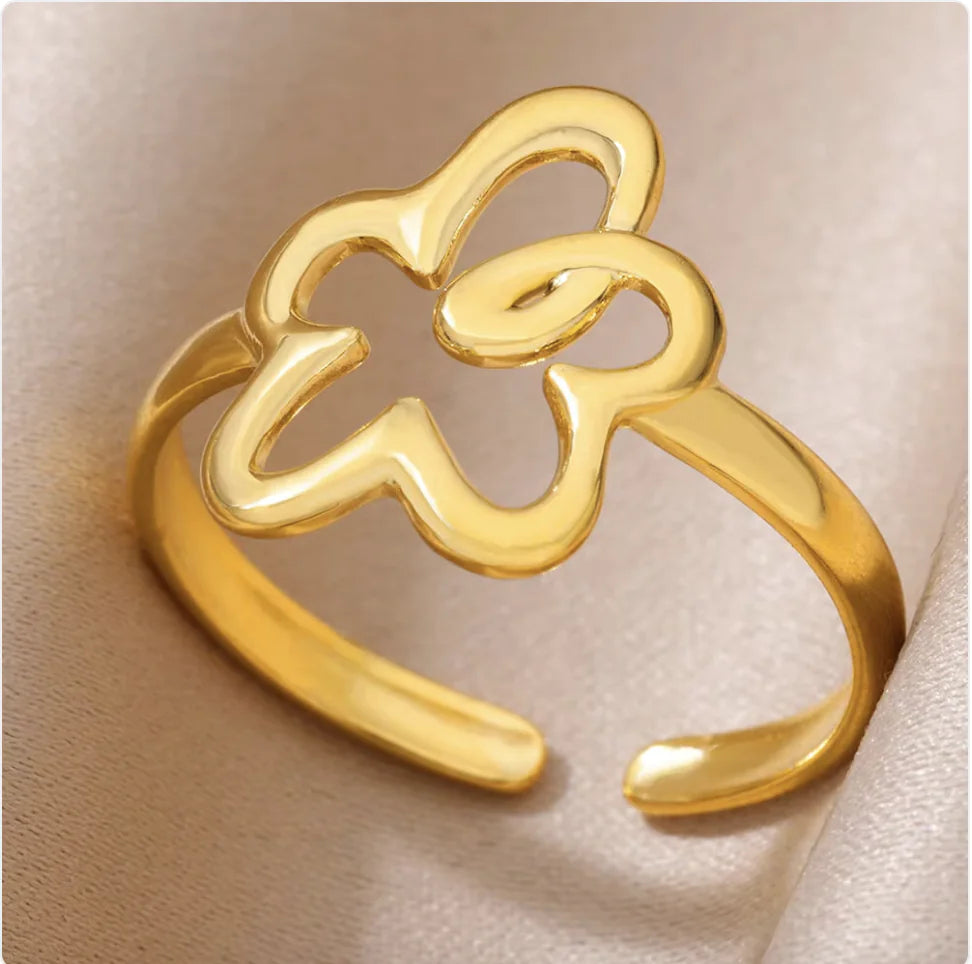 Copper Flower Zircon Diamond Ring