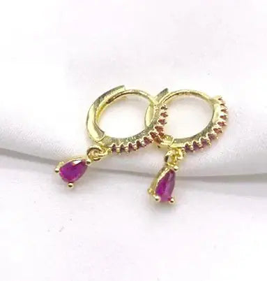 Colored Zircon Round Earrings