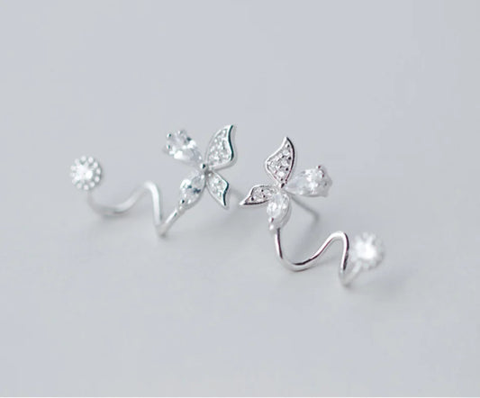 Diamond Butterfly Stud Earrings