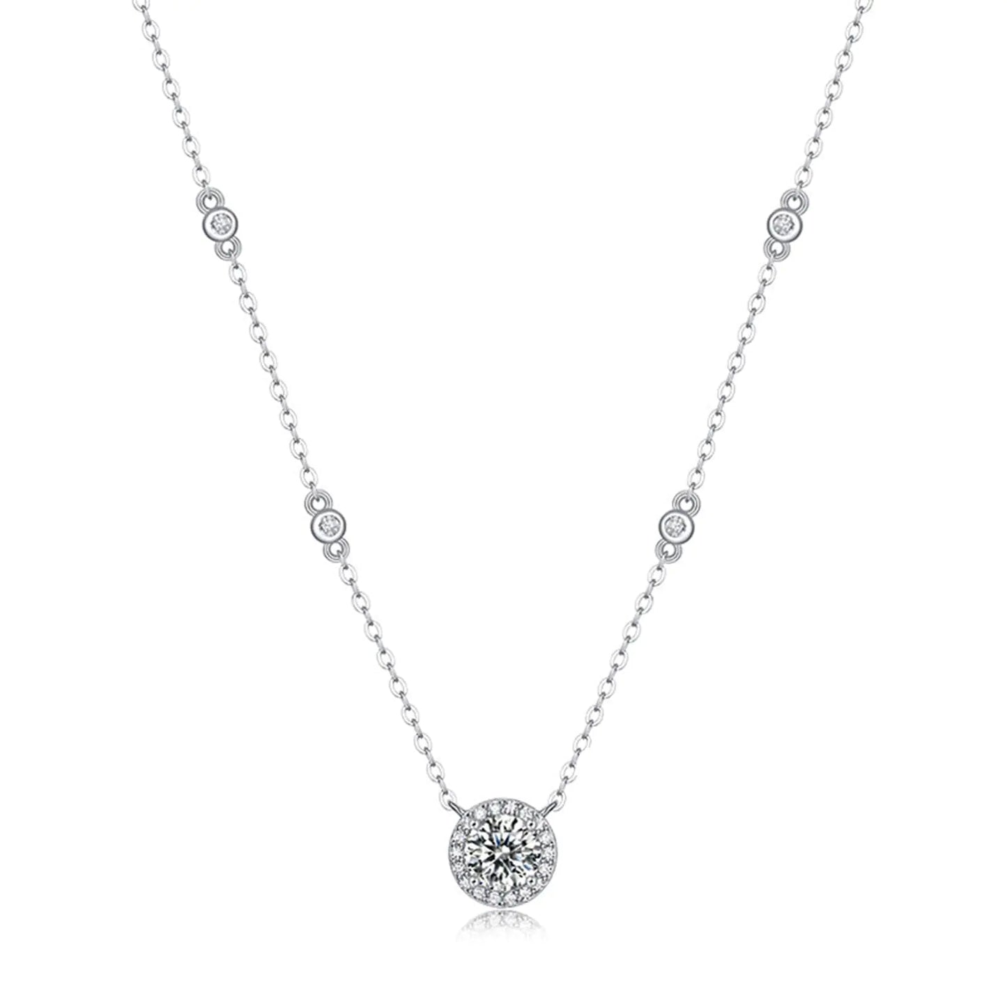 Round Moissanite Pendant Diamond Necklace