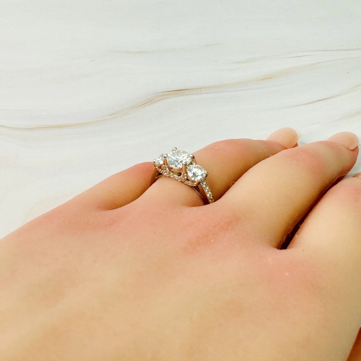 Tri-Stone Moissanite Ring
