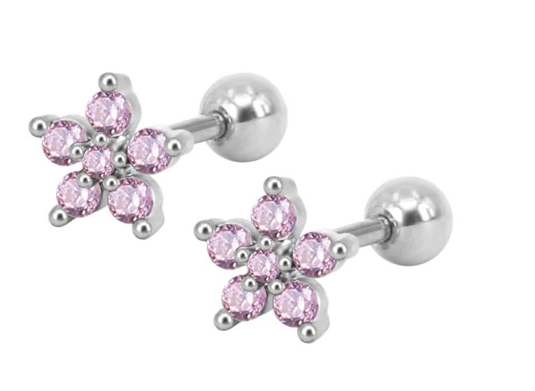 Zircon Flower Stud Earrings