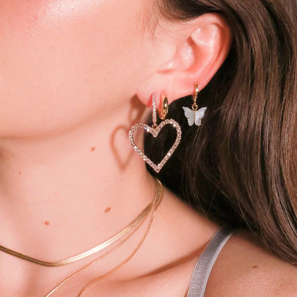 Rose Gold Heart Shaped Crystal Earrings