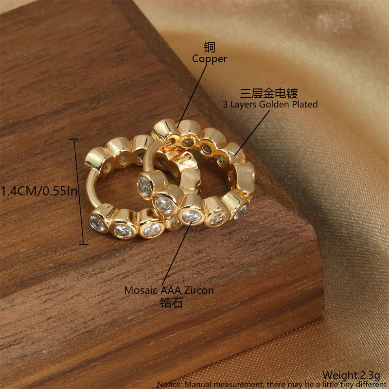 Geometric Hollow Heart Gold-Plated Zirconia Earrings