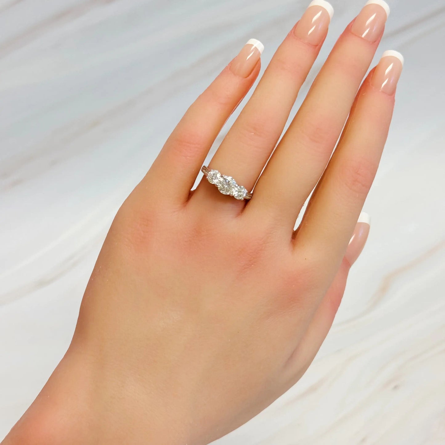 Tri-Stone Moissanite Ring