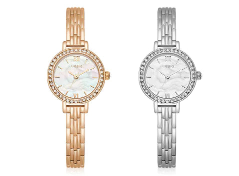 Bracelet Watch with Quartz and Diamond Accents