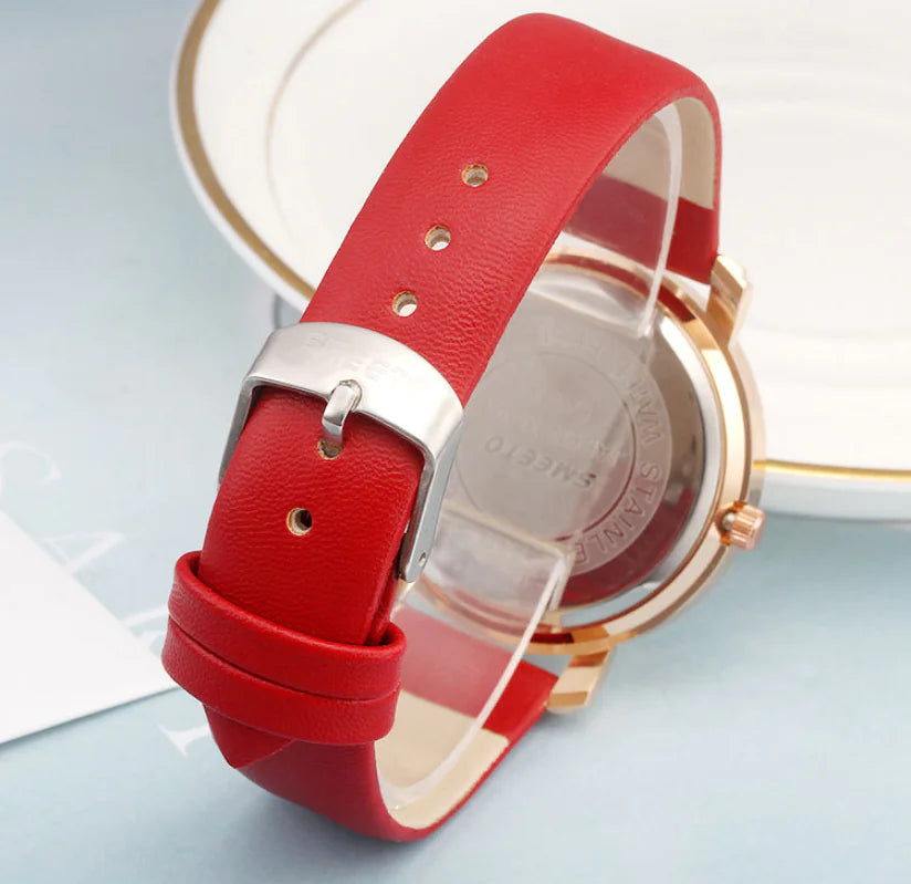 Liquid Sand Diamond Quartz Watch including Waterproof Leather Strap