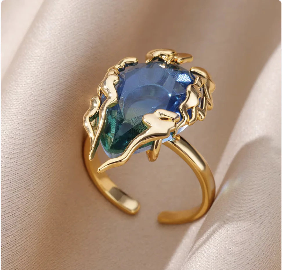 Copper Flower Zircon Diamond Ring