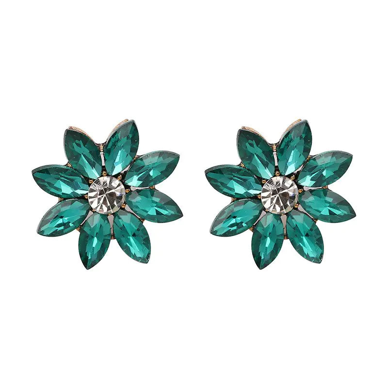 Diamond Flower Stud Earrings
