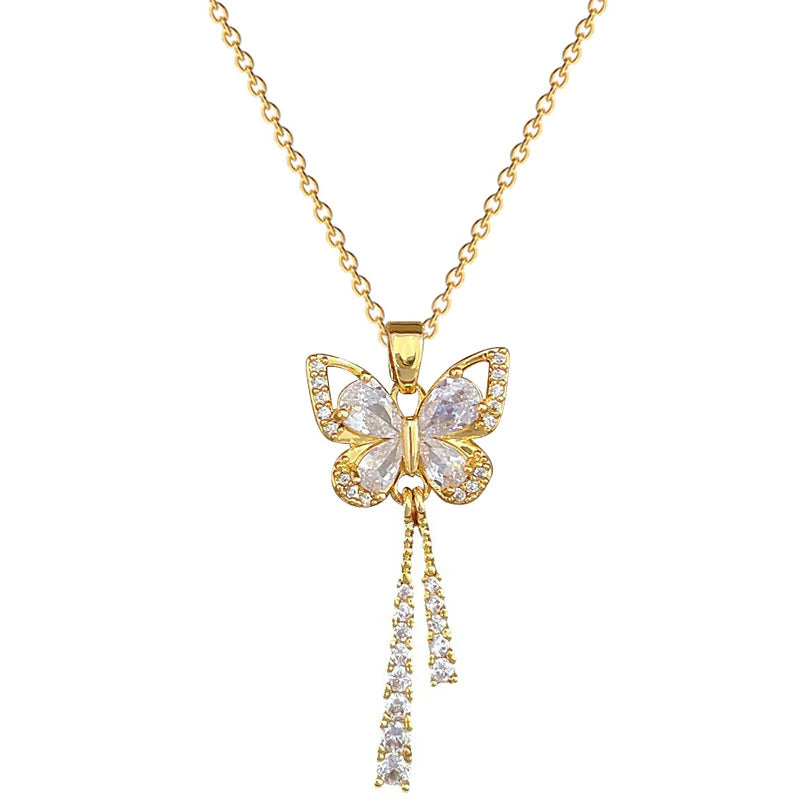Butterfly Tassell Diamond Necklace