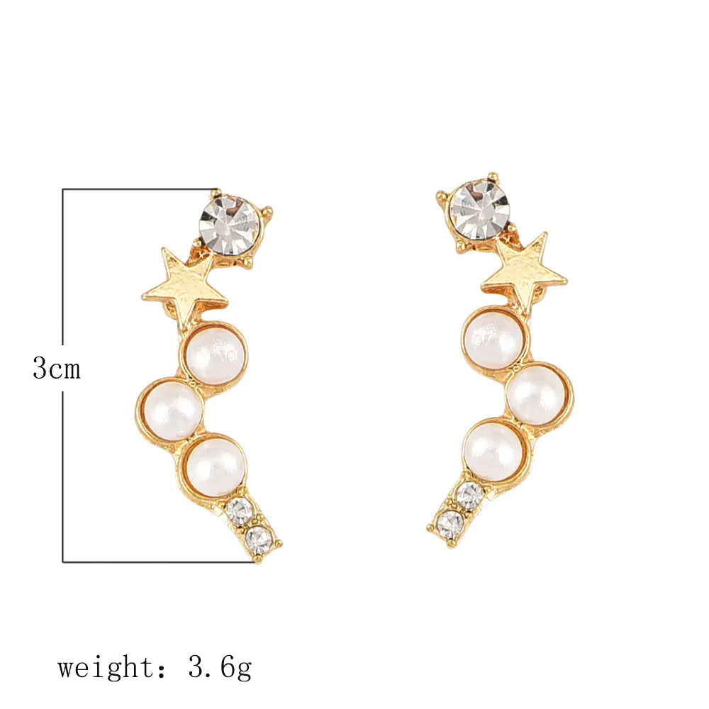 Diamond Accented Pearl Star Earrings