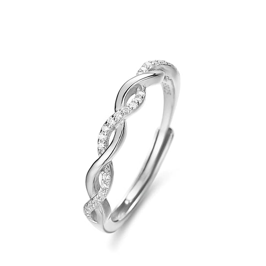 Sterling Silver Adjustable Zircon Ring
