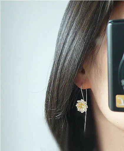 Silver Lotus Earrings