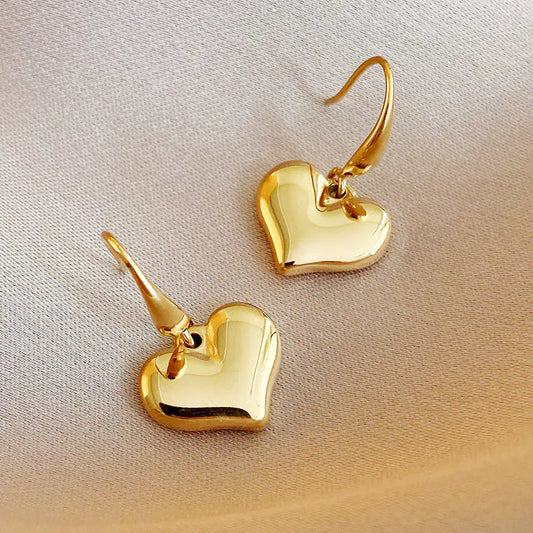 14K Gold Heart Earrings Minimalist Design