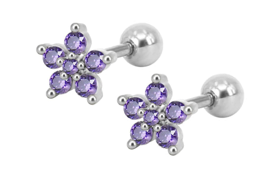 Zircon Flower Stud Earrings