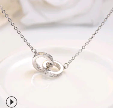 Fashionable Silver Double Heart Necklace