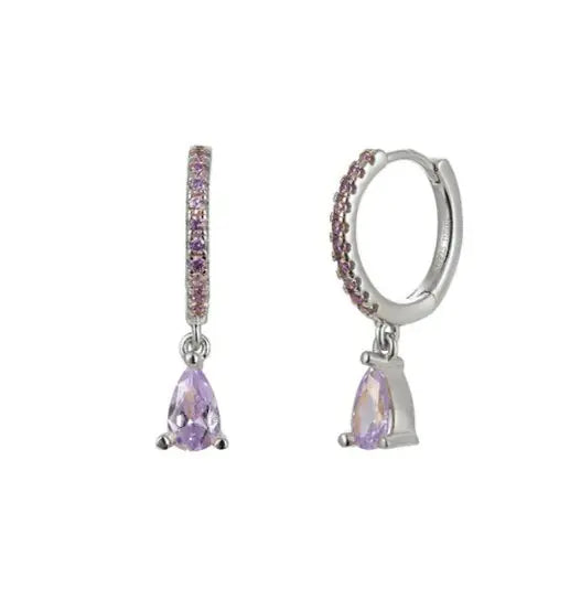 Colored Zircon Round Earrings