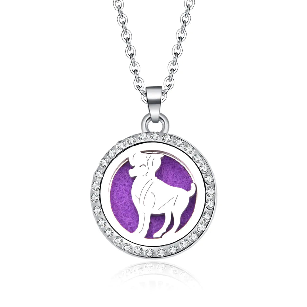 Zodiac Pendant Necklace with Diamond Cutout
