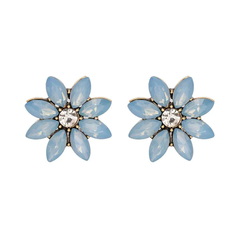 Diamond Flower Stud Earrings