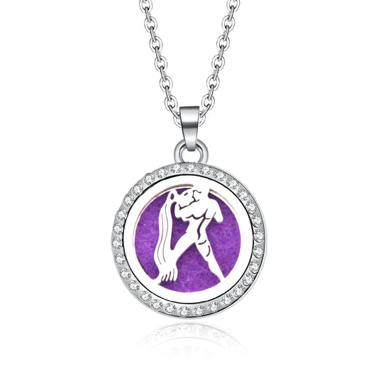 Zodiac Pendant Necklace with Diamond Cutout