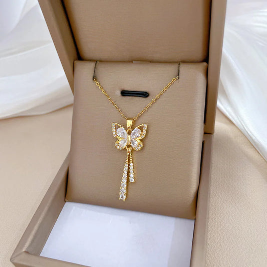 Butterfly Tassell Diamond Necklace
