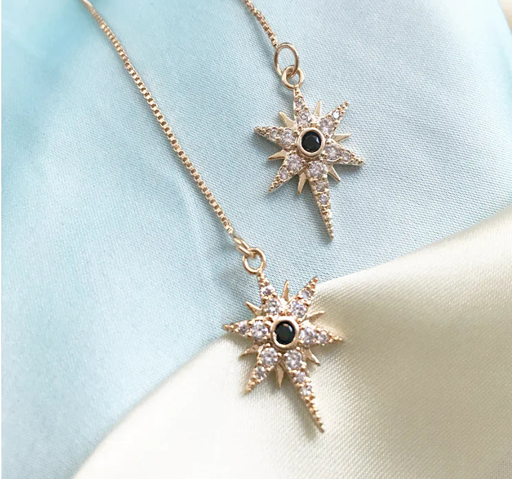 Gold-Plated Zircon Evil Eye and Star Cross Necklaces