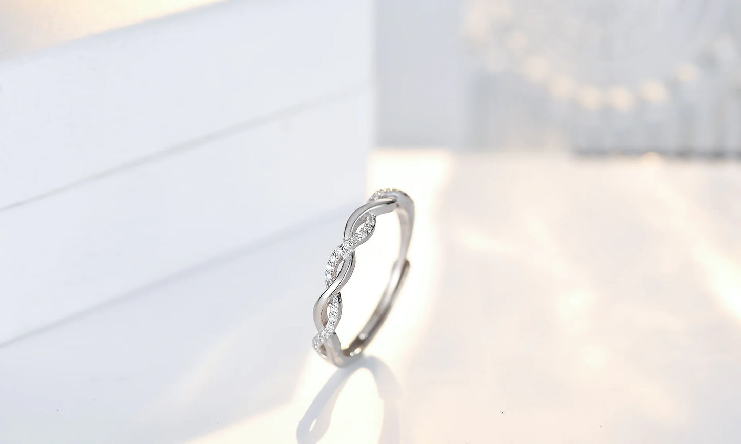 Sterling Silver Adjustable Zircon Ring