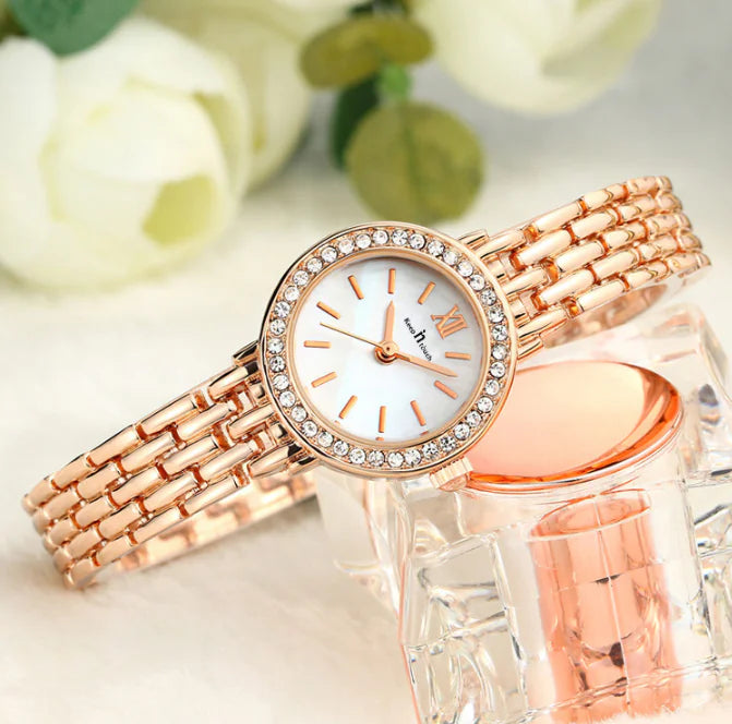 Bracelet Watch with Quartz and Diamond Accents