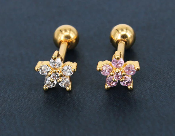 Zircon Flower Stud Earrings