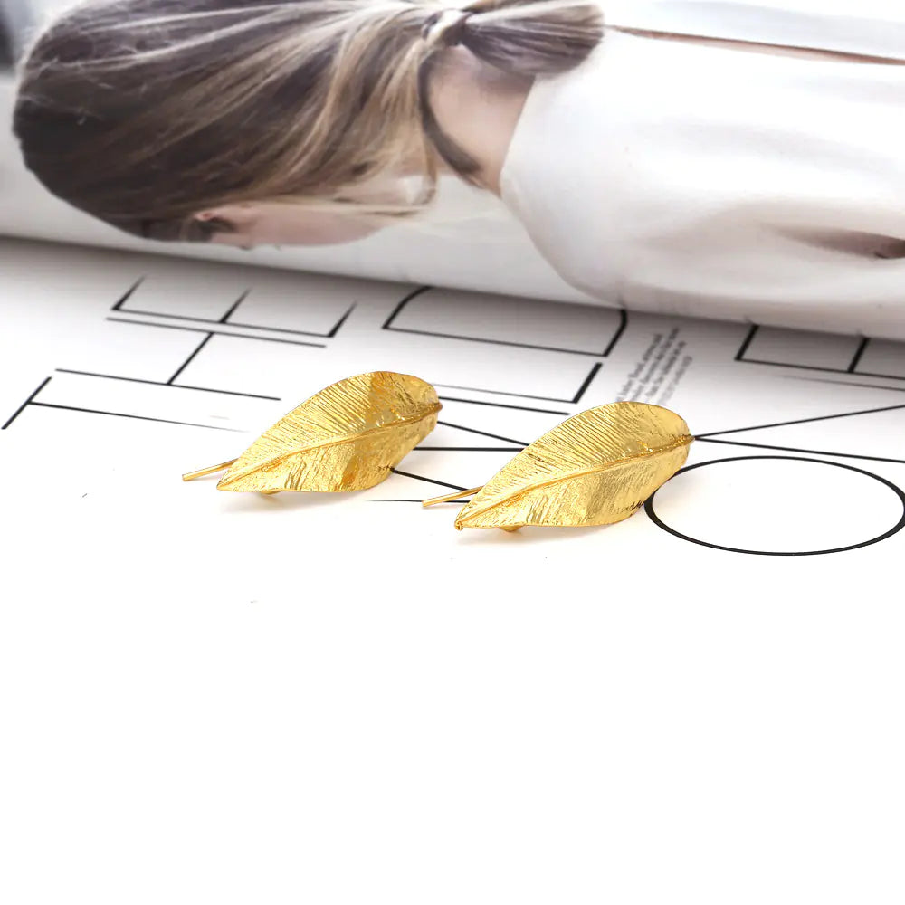 Gold Leaf Earrings  Vintage Style Jewelry