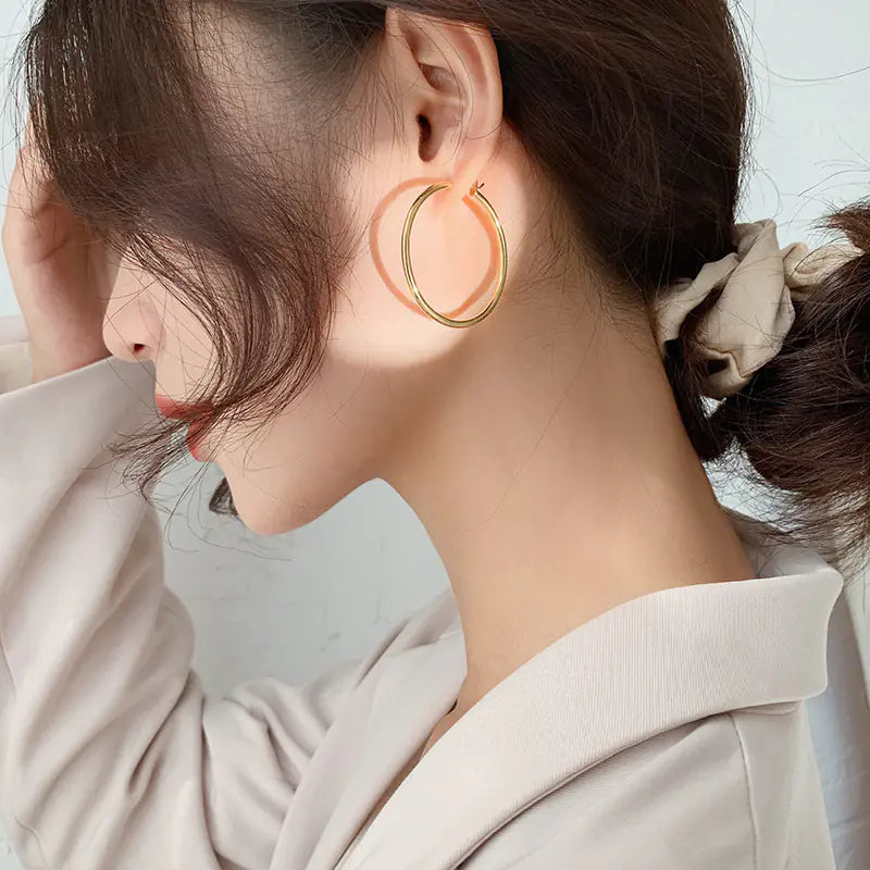 14K Gold-Plated Circle Hoop Earrings