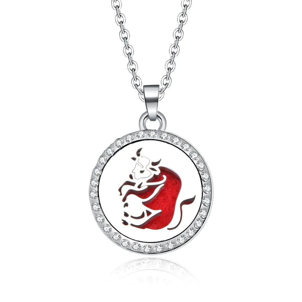 Zodiac Pendant Necklace with Diamond Cutout