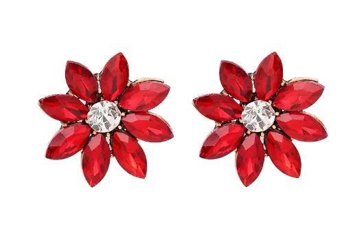 Diamond Flower Stud Earrings