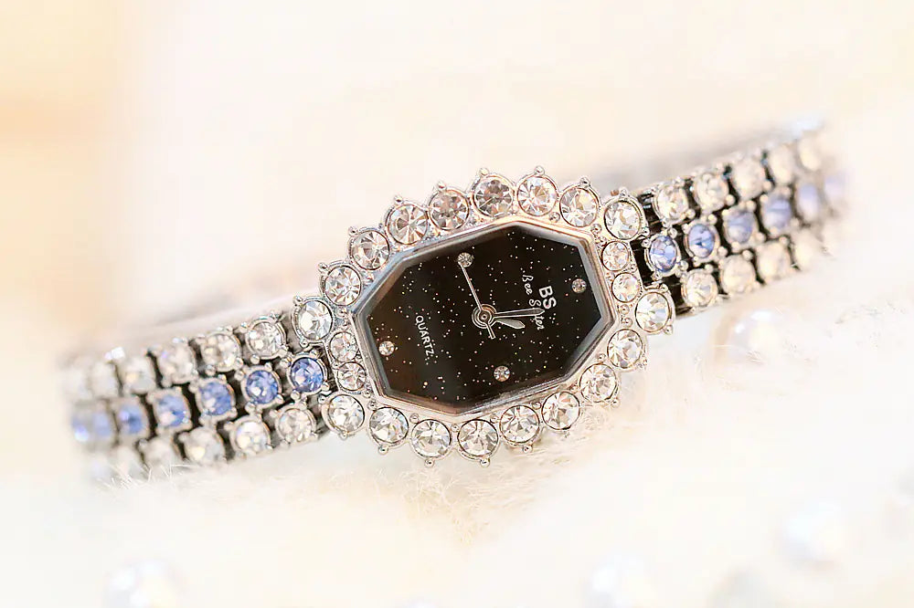 Luxury Quartz Women's Watch with Diamond Steel Band