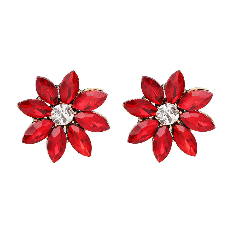 Diamond Flower Stud Earrings