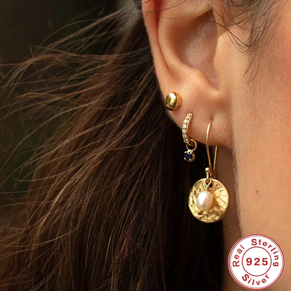 Sterling Silver Floral Zircon Hoop Earrings