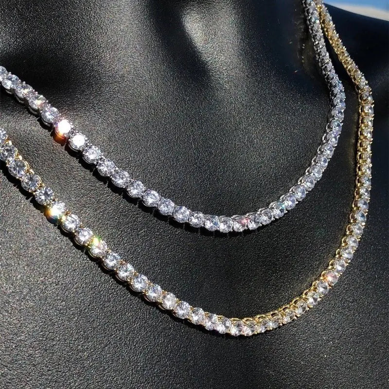 Diamond-Studded Square Chain Necklace