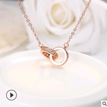 Fashionable Silver Double Heart Necklace