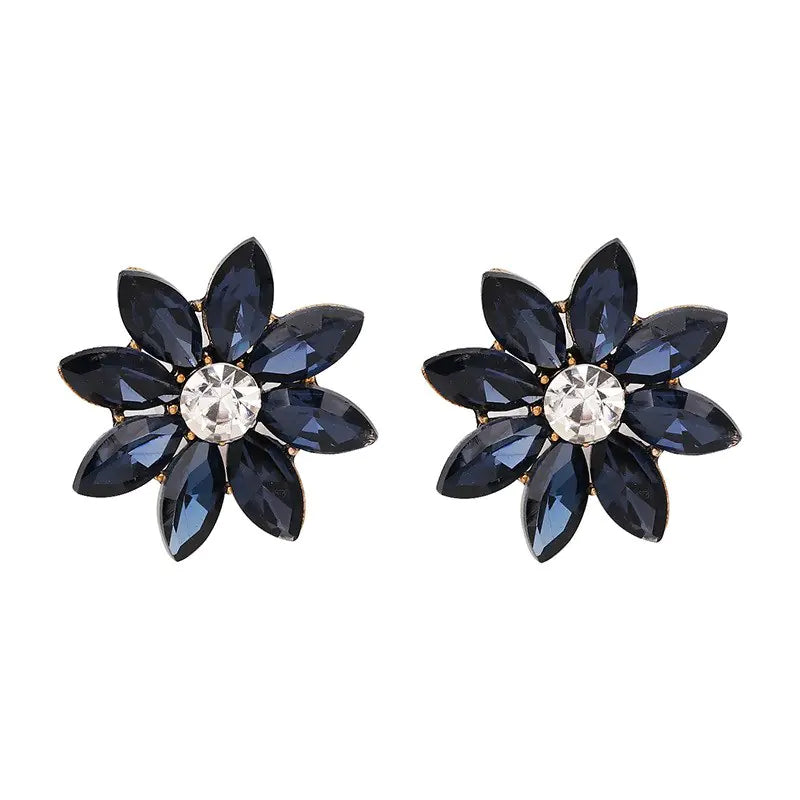Diamond Flower Stud Earrings