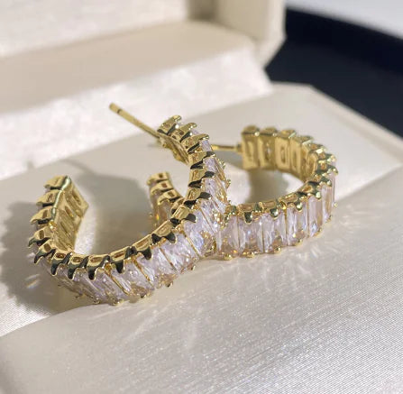 Korean Style Circular Diamond Earrings