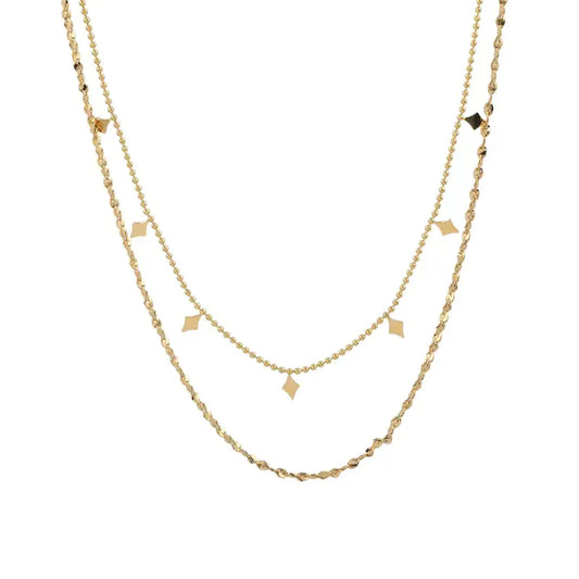 Titanium Steel Layered Star Diamond Necklace