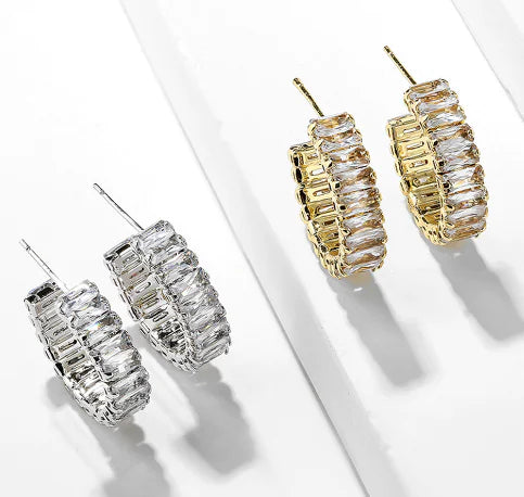 Korean Style Circular Diamond Earrings
