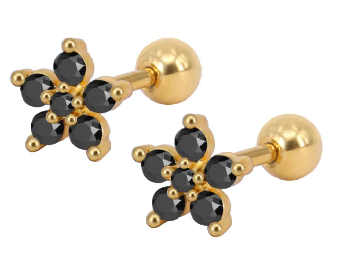 Zircon Flower Stud Earrings