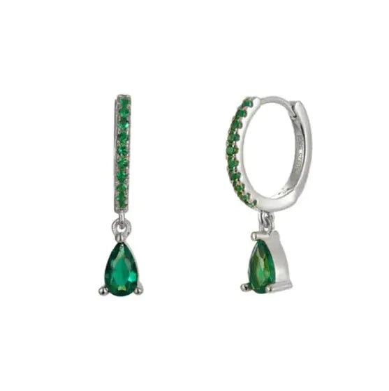 Colored Zircon Round Earrings