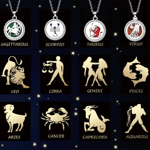 Zodiac Pendant Necklace with Diamond Cutout