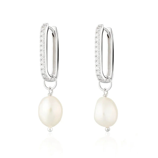 Silver Pearl Drop Earrings