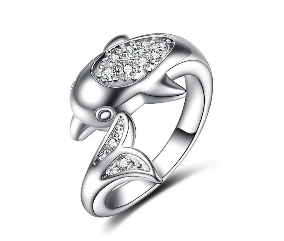 Dolphin Ring Silver-Plated Creative Adjustable Ring